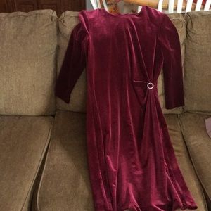 Long sleeve velvet eggplant dress